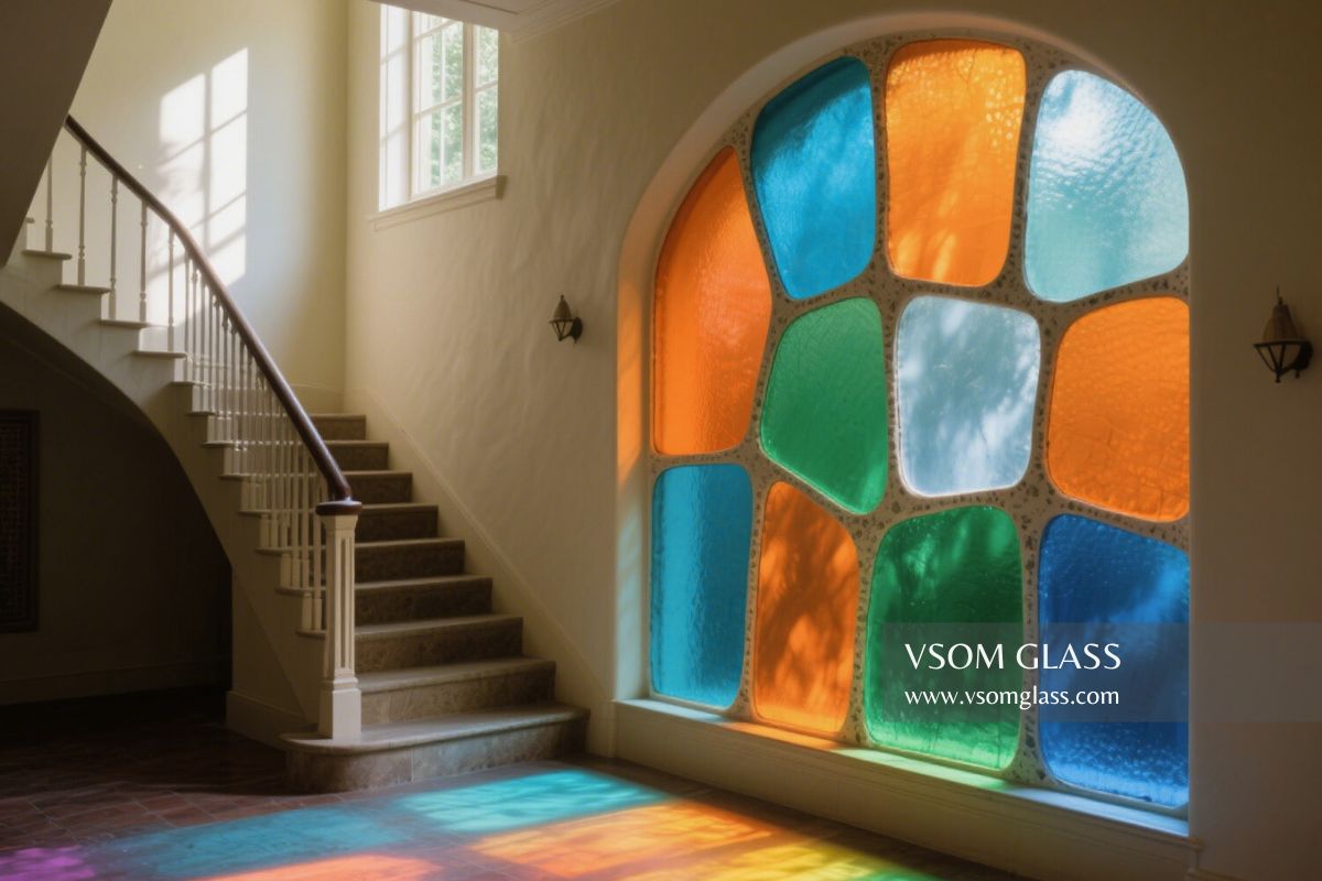 Irregular Laminated Colored Translucent Glass Wall Irregular Laminated Colored Translucent Glass Wall