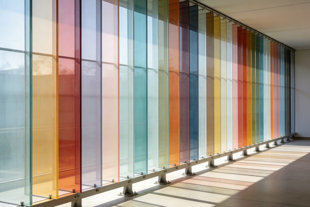 Colored Glass Corridor Partition